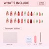 24Pcs Flower Press on Nails Medium Almond Fake Nails Handmade