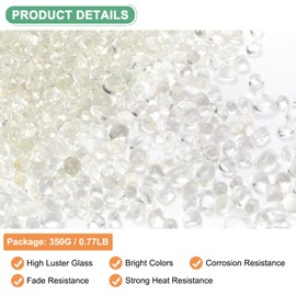 M METERXITY ハイラスターラウンドファイヤーグラスビーズ ガラスジェム ガラス小石 ガラスビーズ 花瓶/ファイヤーピット/クラフト/水槽/庭の装飾用 8-13mm 350g/0.77ポンド 透明