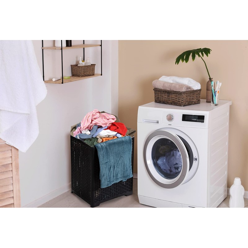 Eslite 42L Collapsible Plastic Laundry Baskets,Foldable Laundry Hamper,Pack of 2