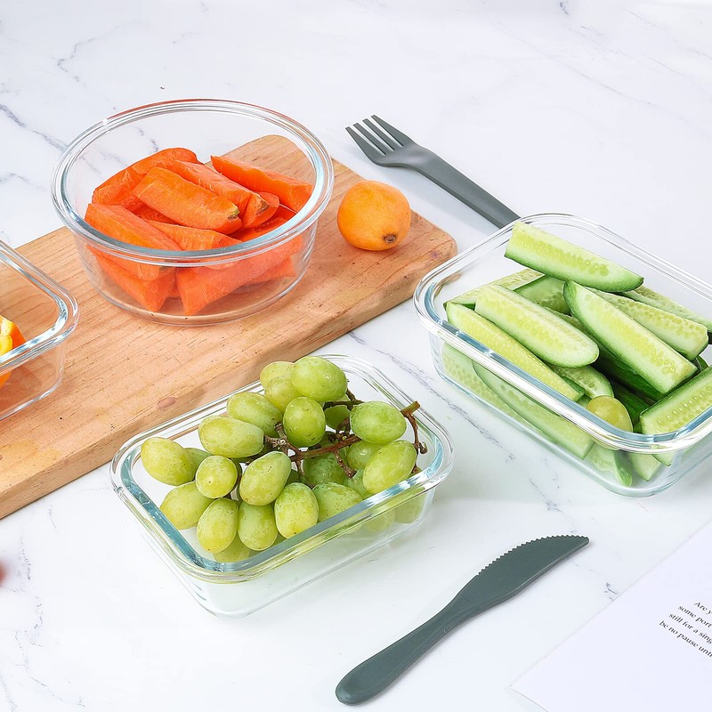 KOMUEE 24 Pieces Glass Food Storage Containers Set,Glass Meal Prep
