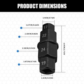 HQRNYP Hex Axle Tool for Motorcycle Front Axle Wheel, Motorcycle Tools, 3/8 Inch 17mm 19mm 22mm 24mm Allen Spindle Socket Driver, Black Spindle Socket Adapter Tool for Most Vehicles (Black)