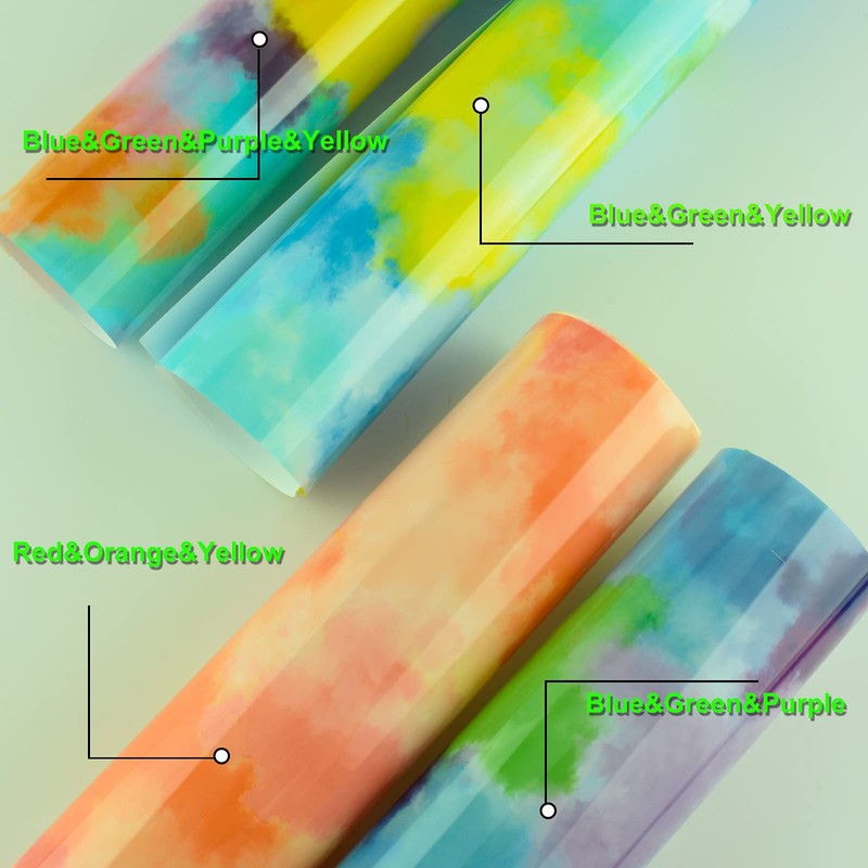 Rainbow Tie Dye HTV Heat Transfer Vinyl by KISSWILL -