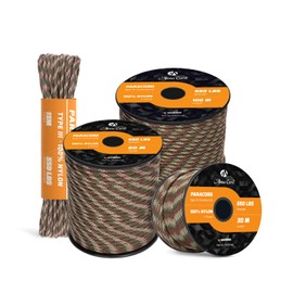 Abma Cord Paracord 550 4mm 30m 100% Nylon Rope Type III 7 Strands Parachute Cord for DIY, Camping, Survival, Outdoor - Max. 250kg - Forest Camo