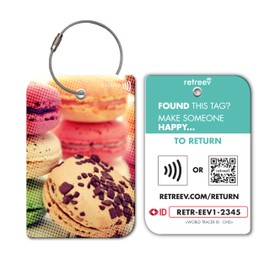 retreev™ Smart NFC & QR Code Luggage Tag: Secure Bag Retrieval, Identity Protection | Easy Setup | Supported by Airlines & Airports Worldwide - Macaron