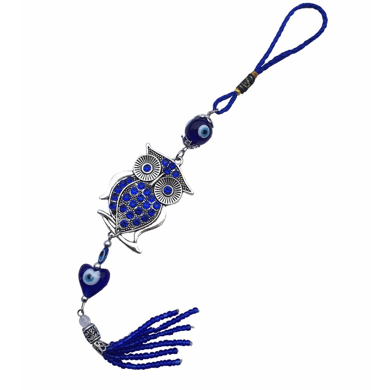 Blue Evil Eye Owl Car or Wall Decor Charm Hanging