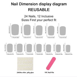 Zernblend 24 Stück Fantasie Pilz Nagelkunst, Press on Nails, Nägel zum Aufkleben, Fake Nails