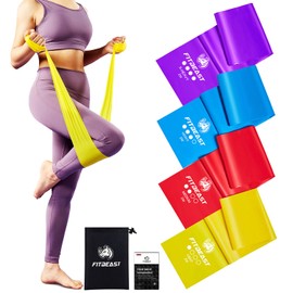 FitBeast Theraband Set of 4, 2 m Terra Band, Fitness Bands with 4 Exercise Bands, Thermal Bands with Carry Bag & Exercise Instructions (English language not guaranteed), Terraband for Fitness Band,