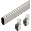 Oval Wardrobe Tube Polished Chrome Closet Rod W/End Supports, Welded Steel, 1.0mm Thick Chrome-Plated (5, 48")