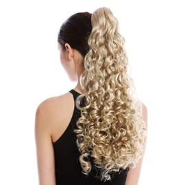 WIG ME UP - 9563B-V-22 Ponytail Braid Long Voluminous Strong Curly Curly Light Blonde Champagne 60 cm