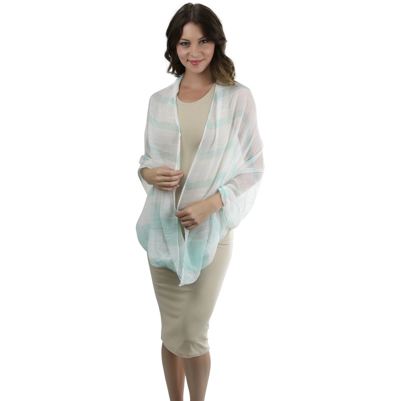 ToBeInStyle Women's Subtle Striped Infinity Scarf - Mint