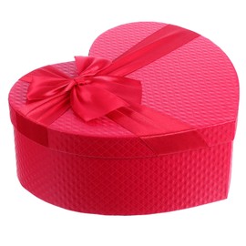 BESTonZON Wedding Heart Gift Boxes Ribbon Treat Box Paper Display Box Engagement Wedding Birthday Packaging Box Gift Wrap Boxes Gifts (Red)