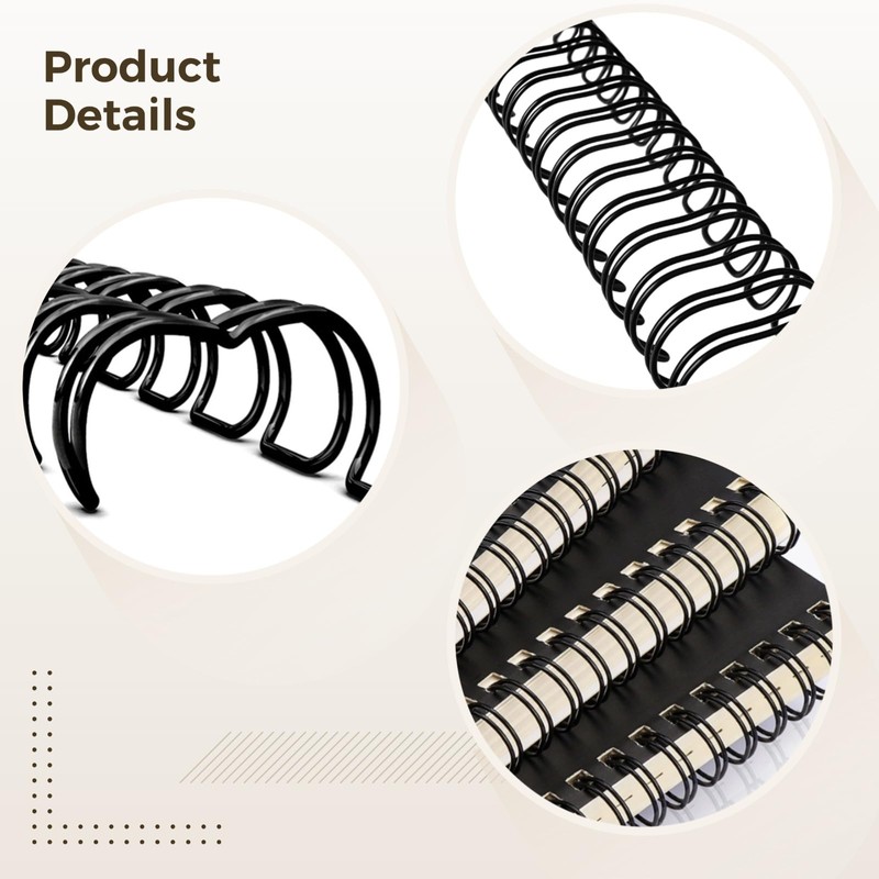 100 Pcs Wire Binding Spines, 3/8 Inch Double Loop Wire