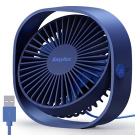 EasyAcc USB Small Desk Fan, Slumber Pod Fan [360°Rotatable Head &Powerful ] 3 Speeds Portable Personal Table Travel Fan for Sleeping Desk Cruise Ship Dorm Bedroom Office (No Battery) | EasyAcc