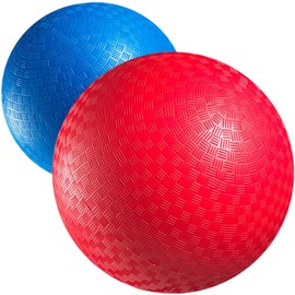 10 Inch Red & Blue Kickball Set - (2-Pack) with Pump - Large Playground Balls for Kids, Teens & Adults - Gym Sports Balls for Kickball, PE, Recess, Four Square & Backyard Games
