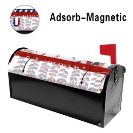 4th of July Flowers Mailbox Cover 21x18 Inch, Independence Day Floral Post Letter Box Covers, American Flag Patriotic Magnetic Waterproof Mail Wraps for Outdoor Yard Garden Standard Mailbox Decor