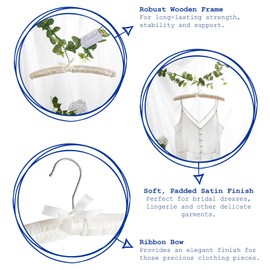 Harbour Housewares Satin Padded Hanger - 1x - White Coat Hangers Soft Cushioned Clothes Hanger 360 Degree Swivel Hook Wardrobe Organiser for Suit & Shirt Coathangers, Garment & Dress Hangers