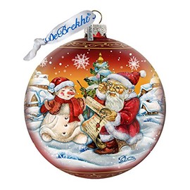 Limited Edition, Oversized Vintage Santa List Ball Holiday Splendor Glass Ball Ornament, Christmas Decor - 73870R by G.DeBrekht