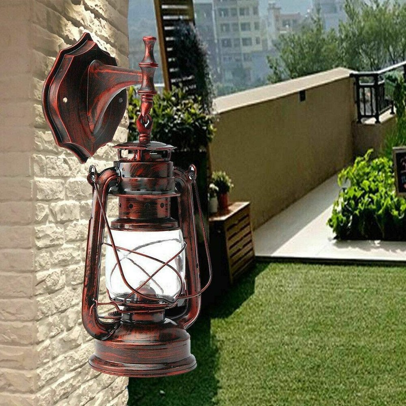 Lantern Wall Sconce Rusty Patina Finish, Exterior Antique Lantern Porch