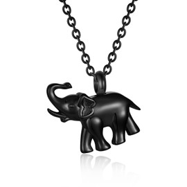 Cute Elephant Cremation Jewelry for Ashes Memorial Jewelry Cremation Urn Necklace Urn Jewelry Memorial Pendant for Pet/Human (Black)