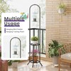 Wieghda 2-Tier Metal Plant Stand with Hanging Hook, Indoor Outdoor