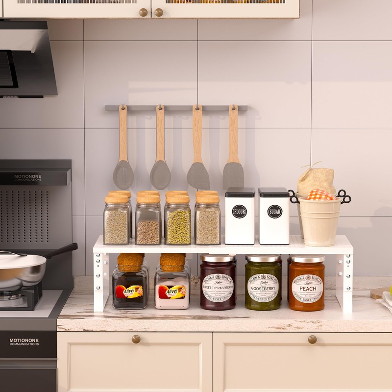 Expandable Adjustable Stackable Multi-Purpose Spice Racks，Metal Storage Rack, Sturdy and