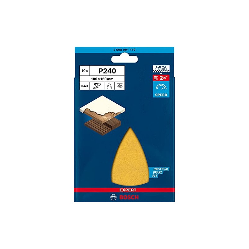 Bosch Professional 10x Expert C470 Sandpaper (100x150 mm, Grit 240,