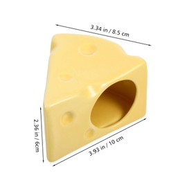 Levemolo Ceramic Hamster Hideout Cheese Shape Cooling Nest Small Pet House Private Sleeping Space Easy Clean Ceramic Hamster Home