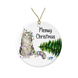 HTDesigns Ragamuffin Cat Christmas Ornament - Funny Cats Ornaments - Cute Ragamuffin Cat Ornament - Cat Christmas Ornament for Cat Lover Printed on Both Sides