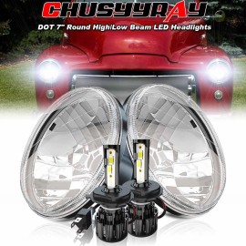 CHUSYYRAY Pair 7" Round LED Headlights Hi/Lo Fit Chevy Truck-1947 1948 1949 1950 1951-57