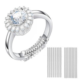 Ring Sizer, Ring Size Adjuster for Loose Rings, 16 Pack 2 Sizes Any Sizer, Invisible Ring Adjuster For Loose Rings Women Or Men,Ring Guards, Spiral Silicone ,Ring tightener Set w/ Polishing Cloth,Box