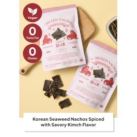 Korean Food SEA*ART Kimchi Flavored Seaweed Nachos - Crispy Vegan Snack with Bold Korean Flavor, Gluten-Free Seaweed Nachos, 1.41oz (40g)
