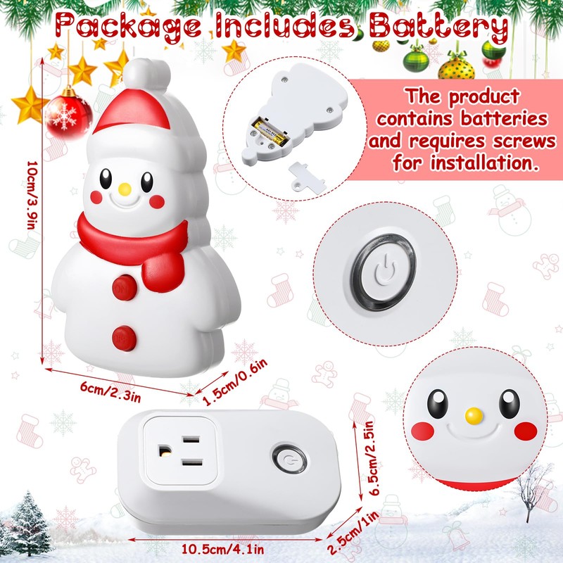 Saysurey Snowman Remote Control Outlet, Christmas Snowman Wireless Electrical Outlet