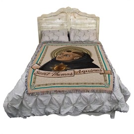 Pure Country Weavers Saint Thomas Aquinas Blanket - Patron of Students & Universities - Religious Gift Tapestry Throw Woven from Cotton - Made in The USA (72x54)