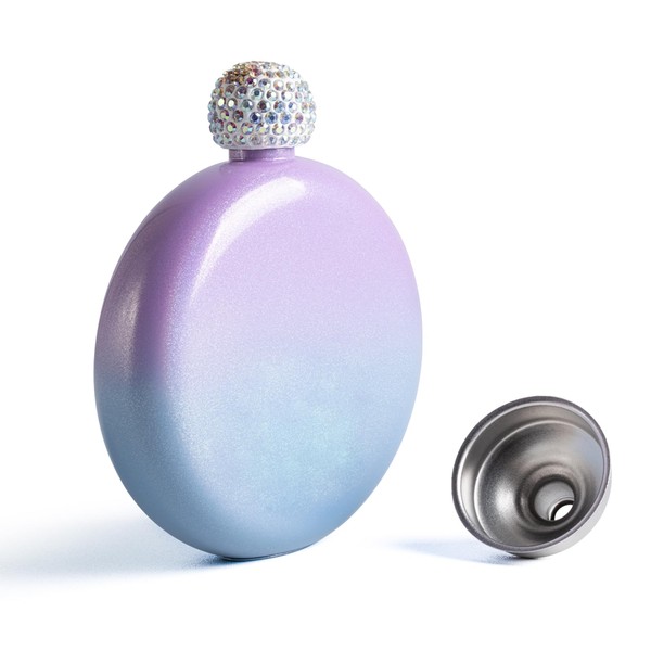 SPDYCESS Luxury Stainless Steel Hip Flask Small 5oz Round Glitter