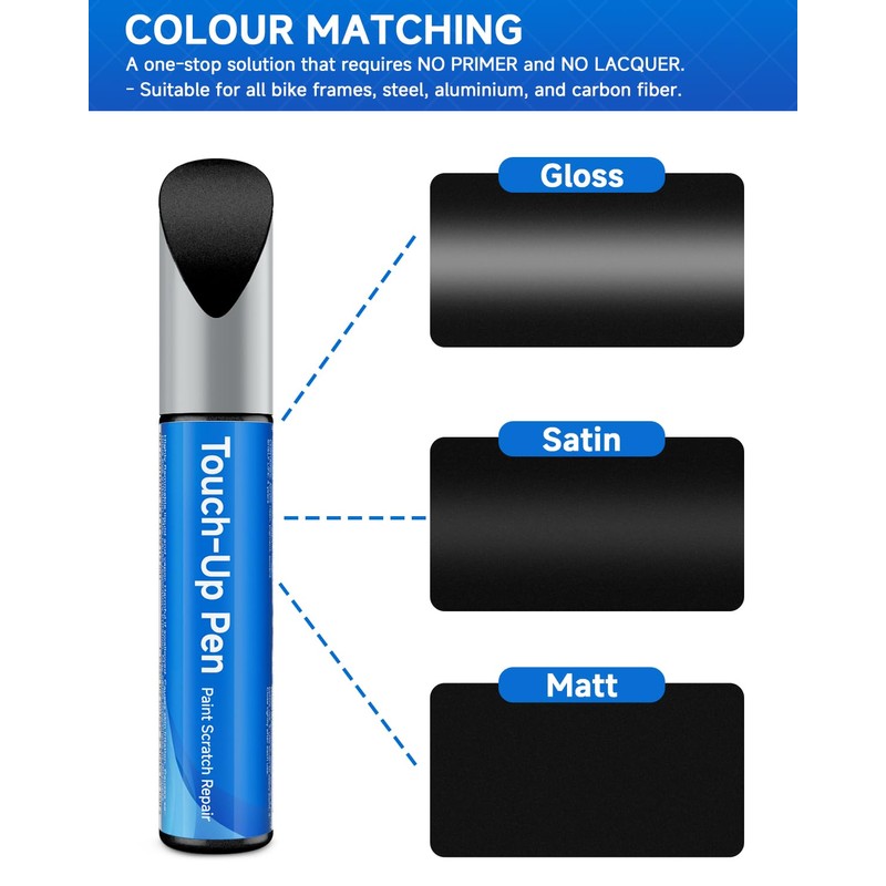 Onyx Carbon Matte (TK004-PM) Bike Touch Up Paint Compatible with