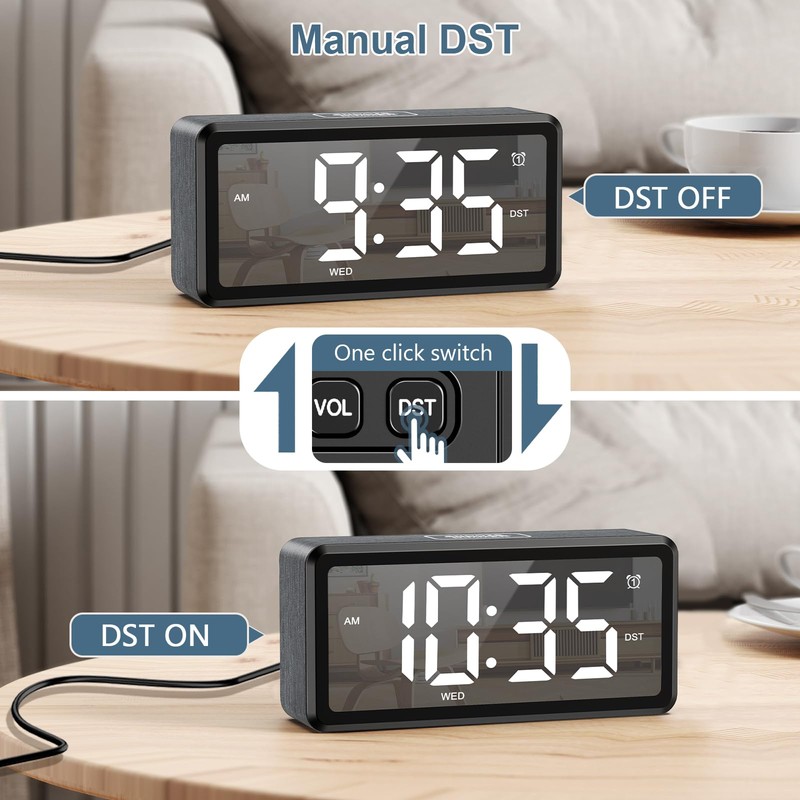 Ankilo Alarm Clocks Bedside, Digital Alarm Clock for Heavy Sleepers