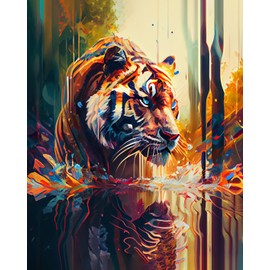 TUMOVO Paint by Numbers Kit, Tiger DIY Oil Painting for Adults & Kids, Easy Acrylic Painting for Beginners, Unique Wall Art Decor, 16x20 Inch