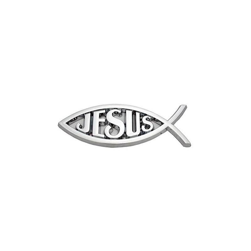 CLA Jesus Christian Fish Symbol Ichthus Chrome Emblem, 5x1.5 inches,