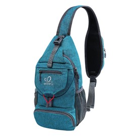 WATERFLY Packable Small Crossbody Sling Backpack Shoulder Chest Bag Daypack for Hiking Traveling - Teal Blue