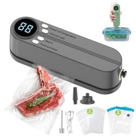Mini Bag Sealer, Handheld Heat Sealer with 3 External Connectors Vacuum Sealer Machine, Portable Sealing Machine with 4pcs Vaccum Sealer Bags for Snack Preservation Food Storage