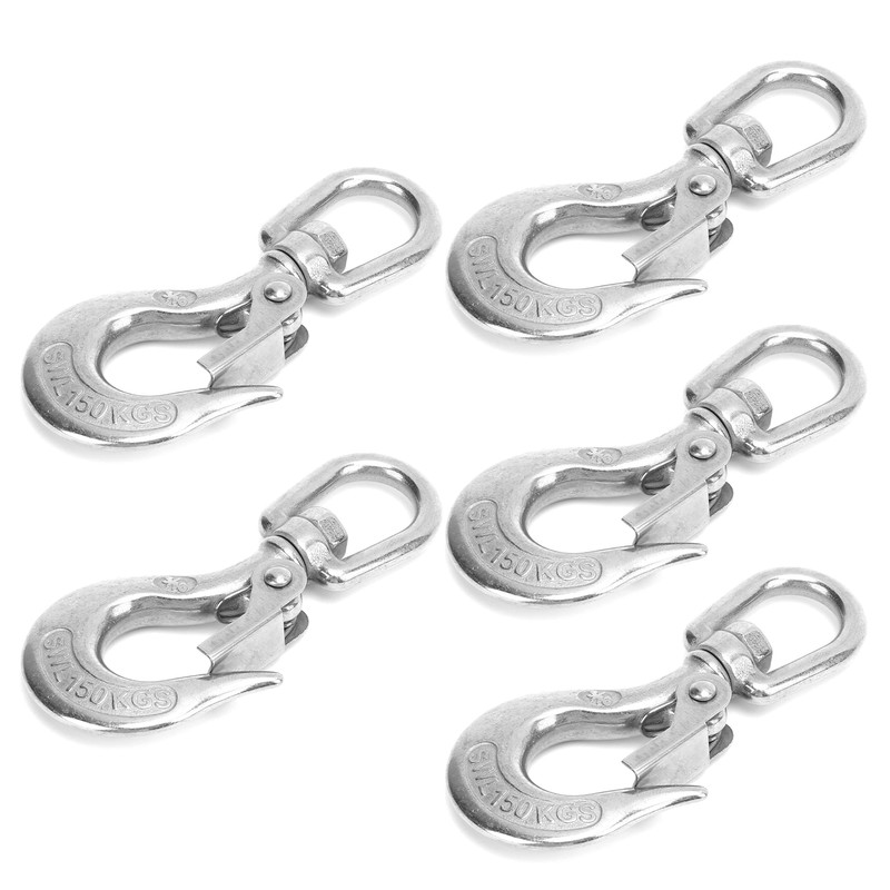 5pcs Stainless Steel Eye Slip Hook with Safety Latch Lifting