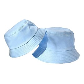 Boolavard Unisex 100% Cotton Packable Summer Travel Bucket Beach Sun Hat (S-M, Blue)