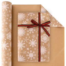 Qukou 43cm x 15m Christmas Wrapping Paper Xmas Gift Wrapping Sheet Mini Roll to Gift Wrap Small Christmas Presents Decoration (Snow Flakes)