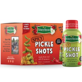 White House Spicy Pickle Shots, With Real Dill and Turmeric, Juice Hydrates and Helps Stop Muscle Cramps, On the Go 2 Ounce (Pack of 6)