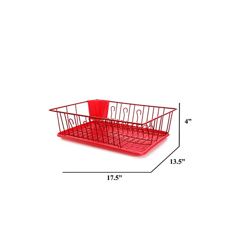 Megachef Mega Chef 17 1/2-inch Dish Rack, Red (93596407M)