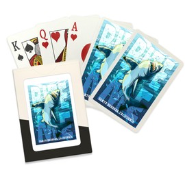 Santa Barbara, California, Great White Shark, Bite Me (52 Playing Cards, Poker Size Card Deck with Jokers)