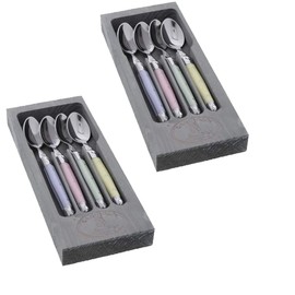 (D) Laguiole Flatware Hand Made Jean Dubost 4 Pastel Dessert Spoons, 2 PACK