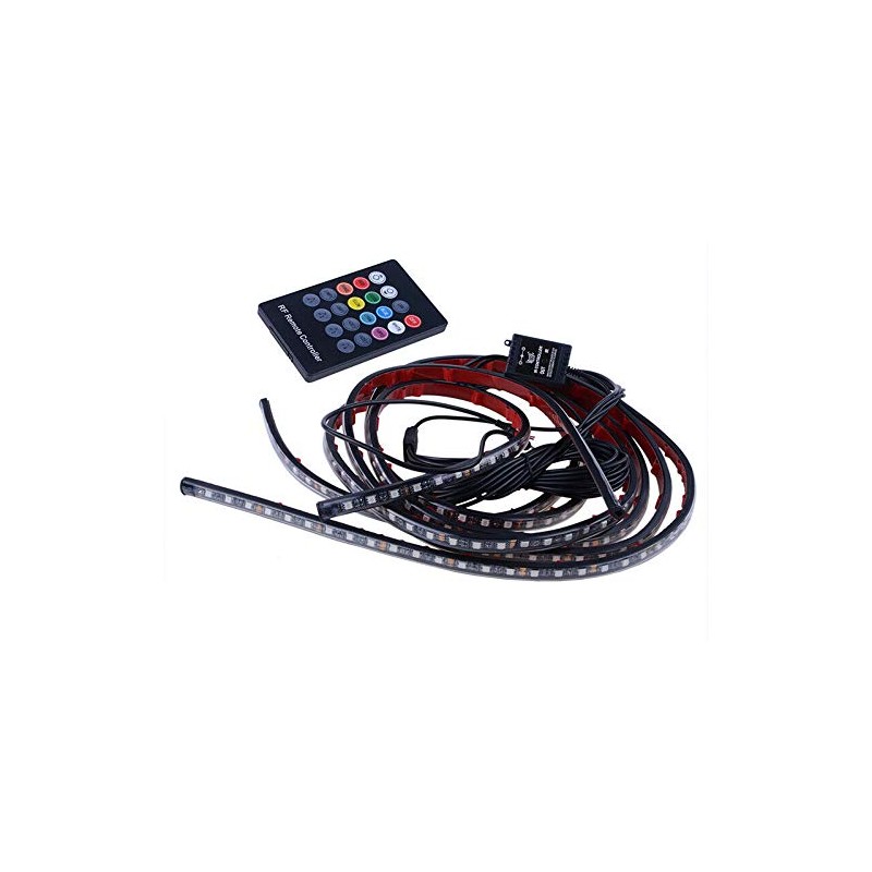 TOTMOX 4pcs 12V Car LED RGB Ambience Decorative Neon Strip
