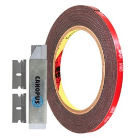 CANOPUS Double Sided Tape, 5952 Heavy Duty Mounting Tape, Strong Bond & Weatherproof Seal Strip for Automotive Mounting, Picture and Photo Frame, Poster, Craft, 0.25 in x 15 ft, Black, Made in USA