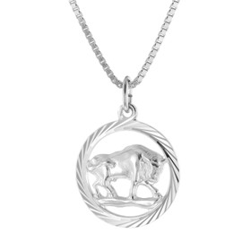 trendor Taurus Zodiac Sign Necklace, 925 Silver, Fashionable Zodiac Sign Pendant for Women, Necklace Made of Sterling Silver 15360-05, Sterling Silver